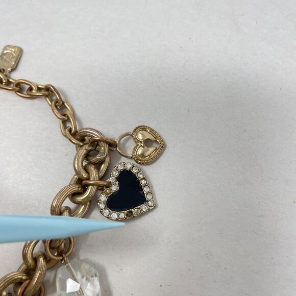 You & I Charm Bracelet Gold-Tone Hearts Cross Religious Love Chain Dangle - Picture 8 of 9